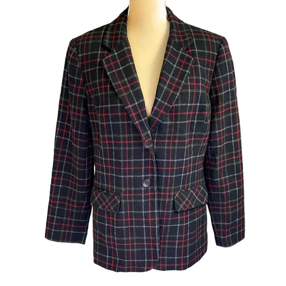 Sag Harbor Plaid Wool Blend Blazer Jacket - Picture 2 of 10
